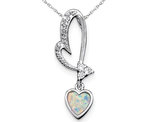 Lab Created Opal Heart Pendant Necklace in Sterling Silver with Chain